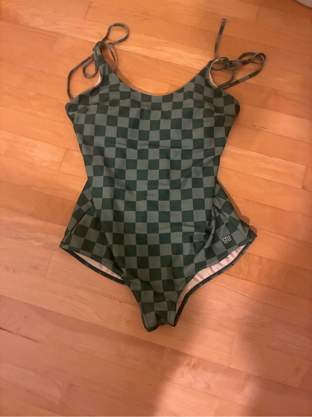 Albion Olive and Dark Green Checkerboard One-Piece Swimsuit
